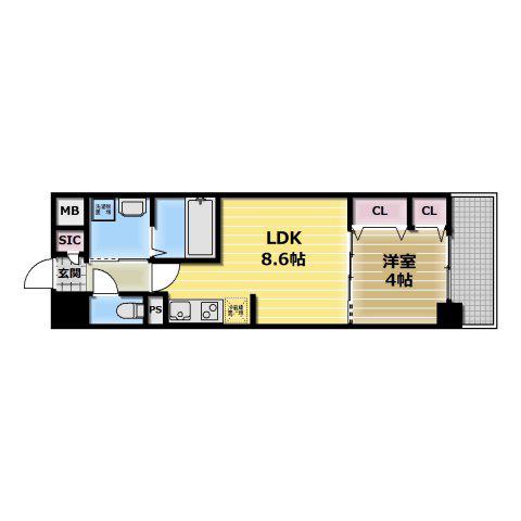リアライズ小路駅前(1LDK/6階)の間取り写真