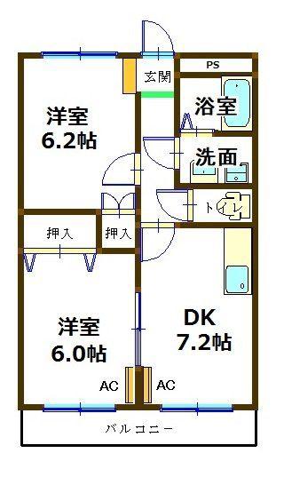 ラフィーネ・S(2DK/2階)の間取り写真