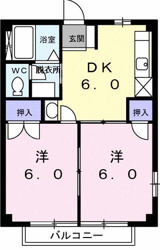 アクティブもうぎ(2DK/2階)の間取り写真