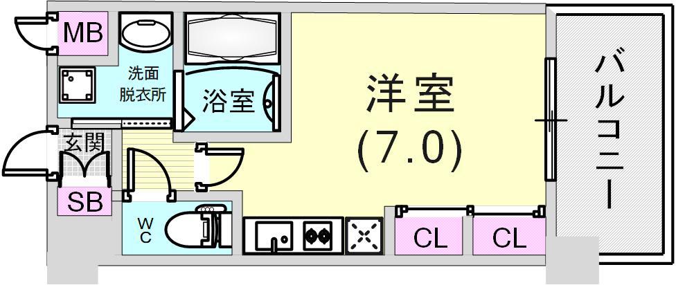 ベルヴィ六甲(ワンルーム/5階)の間取り写真