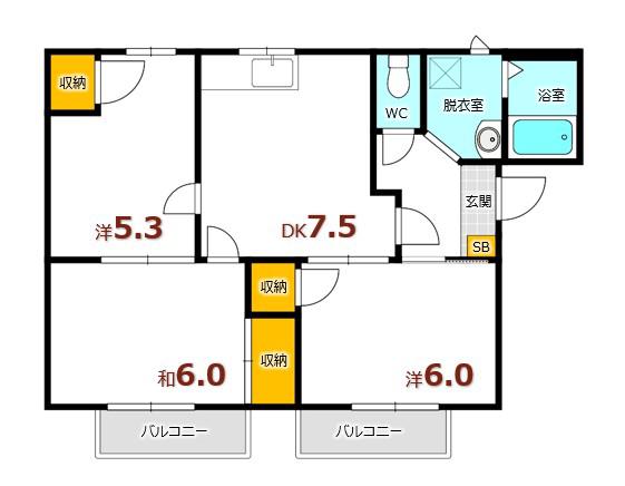 フレグランス マウンテン(3DK/2階)の間取り写真
