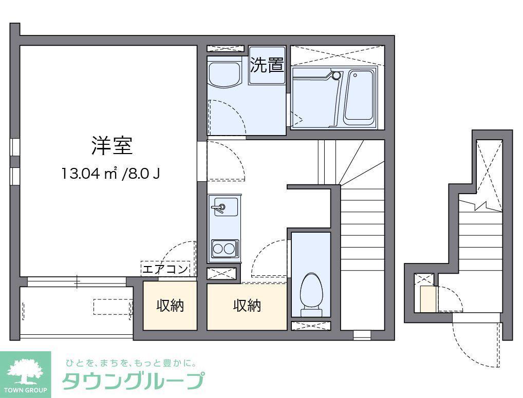 クレイノエタールII(1K/2階)の間取り写真