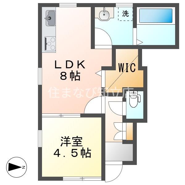 リーブルファイン稗田町(1LDK/1階)の間取り写真