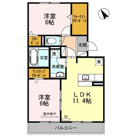 デスティニー(2LDK/3階)の間取り写真