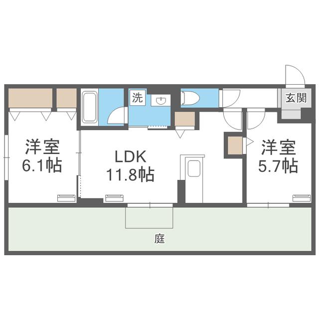D-ROOM原町駅南(2LDK/1階)の間取り写真