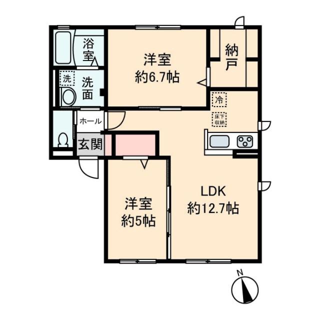 VEGETA(2LDK/1階)の間取り写真