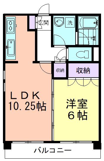 クレスト久米川(1LDK/3階)の間取り写真