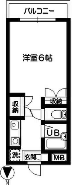 シティコアII(1K/1階)の間取り写真