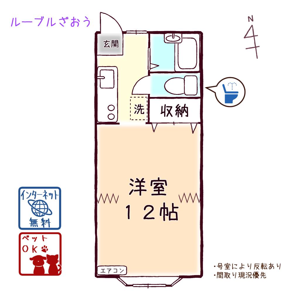 ルーブルざおう(2K/3階)の間取り写真