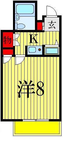 東洋ハイツ相模台(1K/1階)の間取り写真