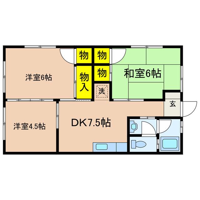 井崎アパート(3DK/1階)の間取り写真