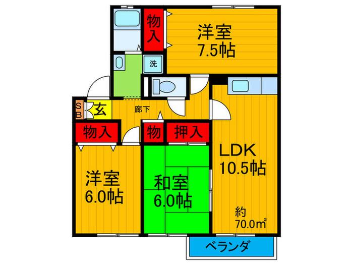 ARCADIA元町(3LDK/2階)の間取り写真
