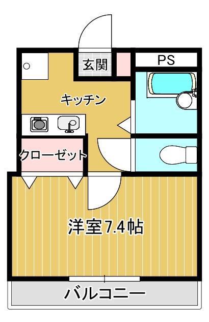 シャトーレタナカ(1K/2階)の間取り写真