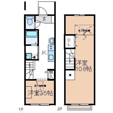 オキノ・APARTMENT(2K/1階)の間取り写真