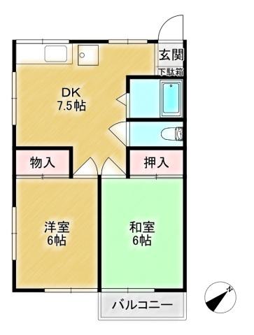 イチ東大宮(2DK/2階)の間取り写真