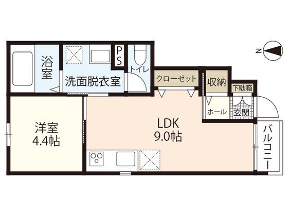 ハイツ海田稲荷町(1DK/1階)の間取り写真