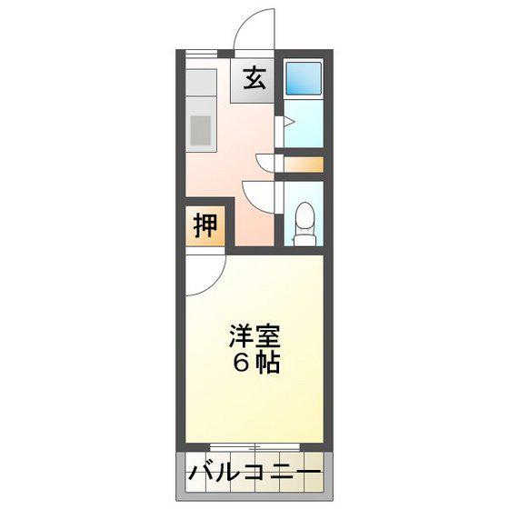 ロイヤルイソヤマ(1K/2階)の間取り写真