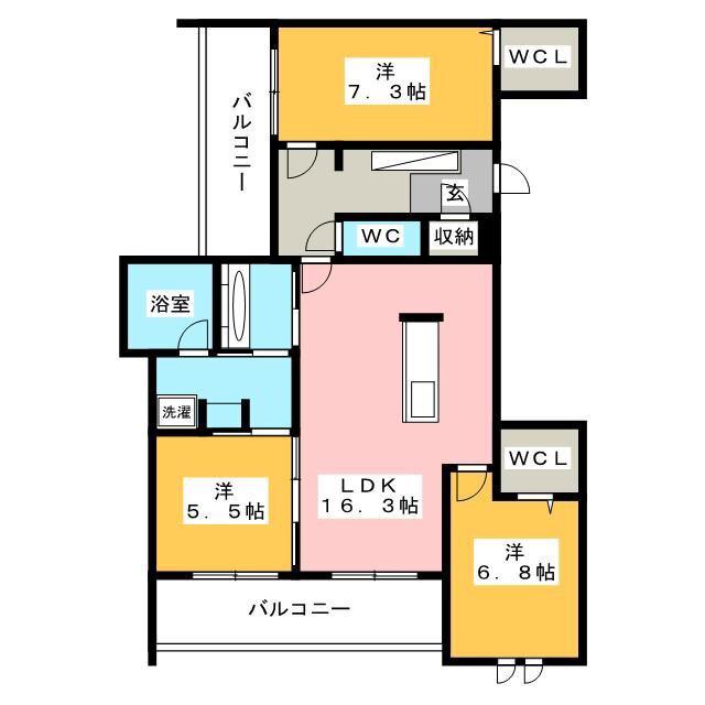 リオリエント鏡島南(3LDK/3階)の間取り写真