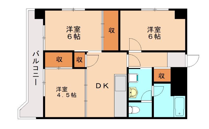 第二熊谷ビル(3DK/9階)の間取り写真