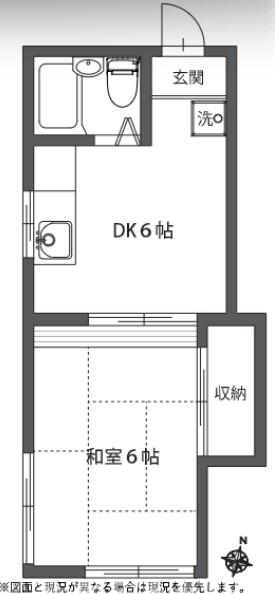 ベルハイツ-入間町1丁目-(1DK/2階)の間取り写真