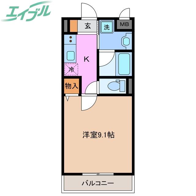アンファン(1K/2階)の間取り写真