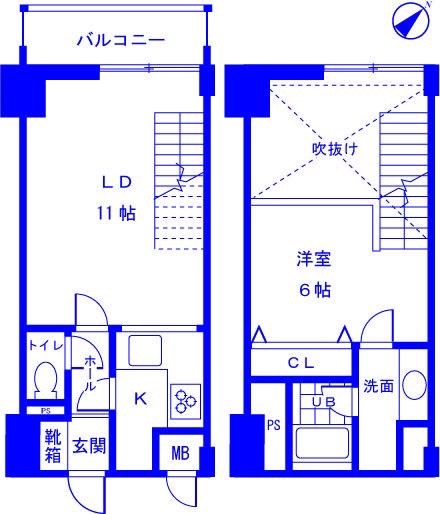 BAY SIDE HOUSE(1LDK/6階)の間取り写真