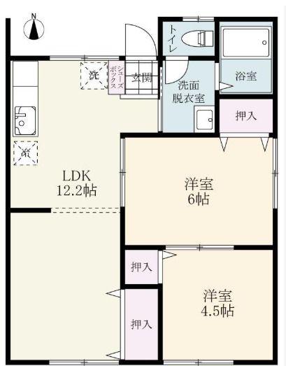 ルイジーノ北小路(2LDK/1階)の間取り写真