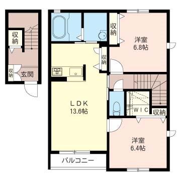 桜ヴィレッジC棟(2LDK/2階)の間取り写真
