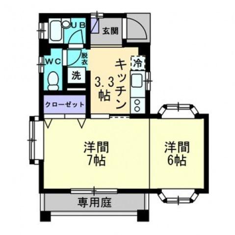 モーメントエリ(2K/1階)の間取り写真