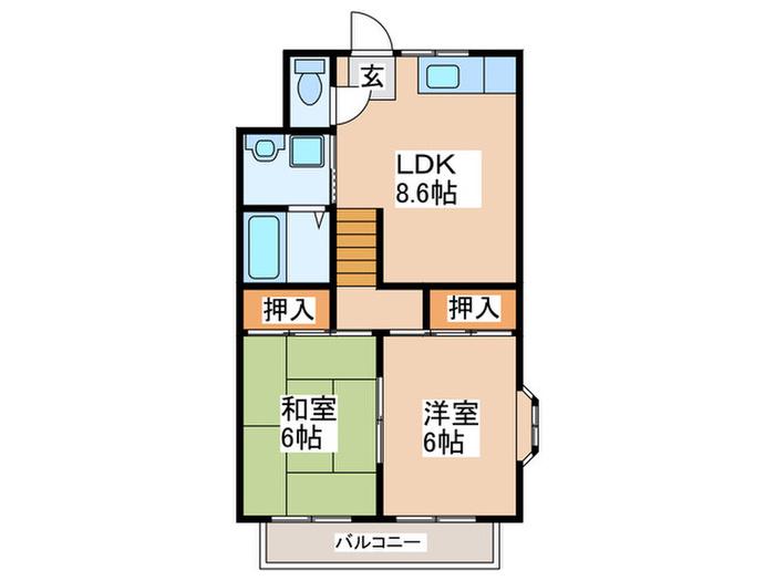 ブルームハイツMR(2LDK/2階)の間取り写真