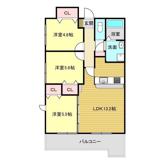 オーセンティック西京II(3LDK/2階)の間取り写真