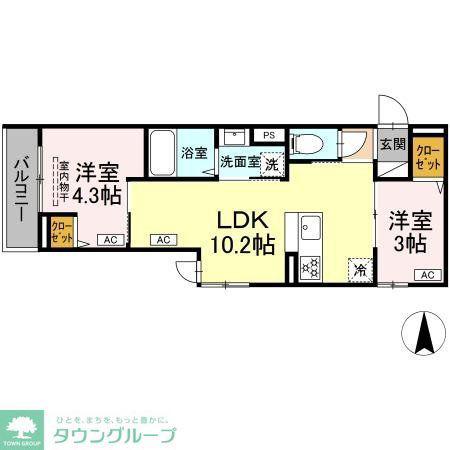 セレスティア中台 III(2LDK/2階)の間取り写真