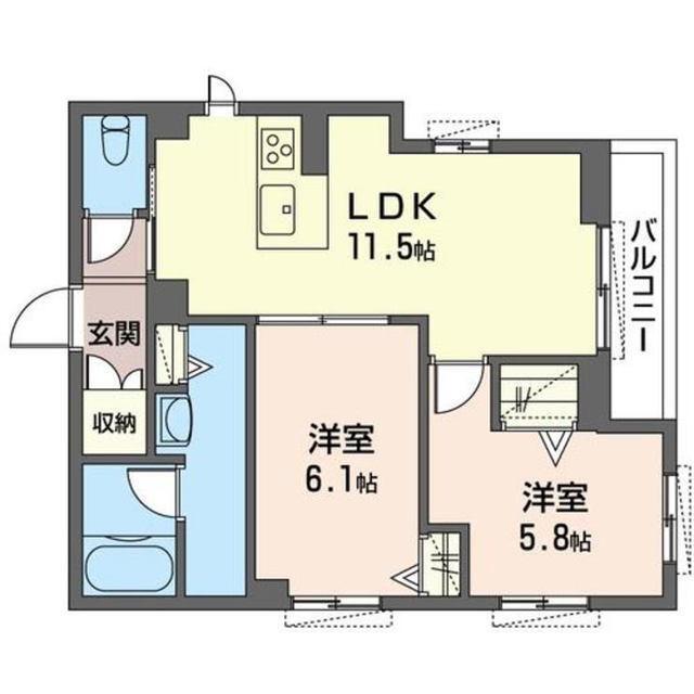 ナヴァン スカイ(2LDK/1階)の間取り写真
