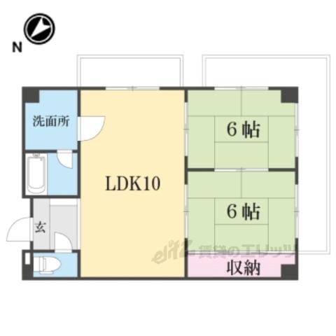 エルベ楠葉コート(2LDK/5階)の間取り写真