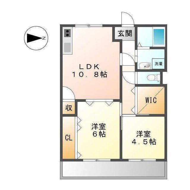 ドゥナーレ津新町(2LDK/3階)の間取り写真