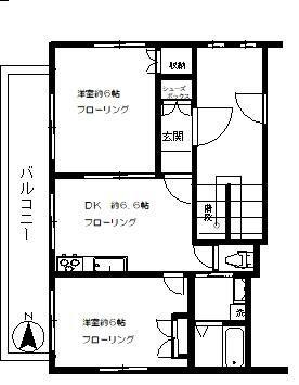 レジデンス白脩(2DK/2階)の間取り写真