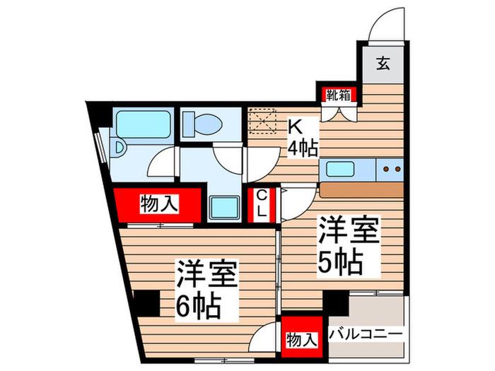 スリーベルズ(2K/2階)の間取り写真
