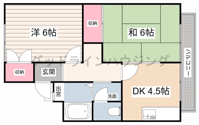 フェリスハイツ(2DK/2階)の間取り写真