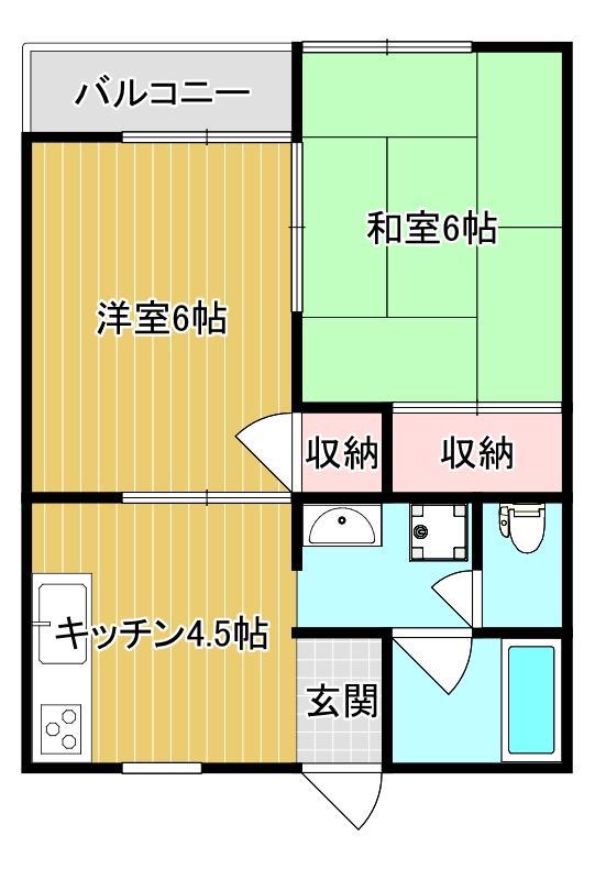 ハイツモエリ(2DK/1階)の間取り写真