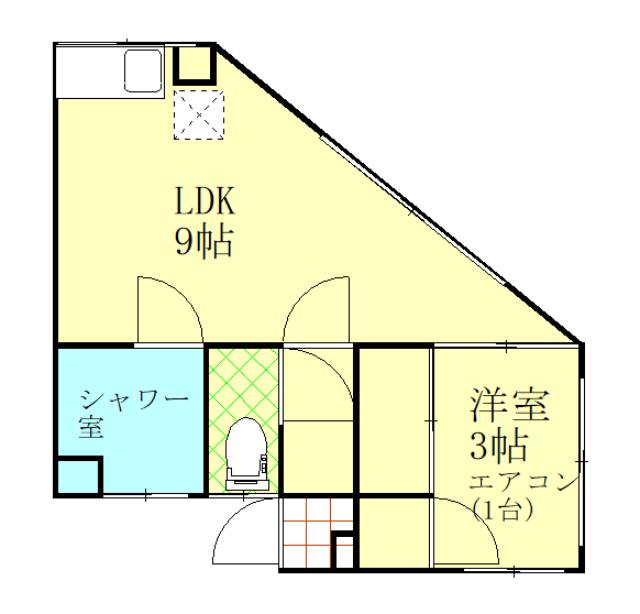 昭和10番3(1LDK/3階)の間取り写真