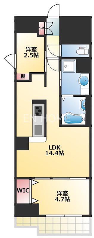 CALMTREE上町台(1SLDK/4階)の間取り写真