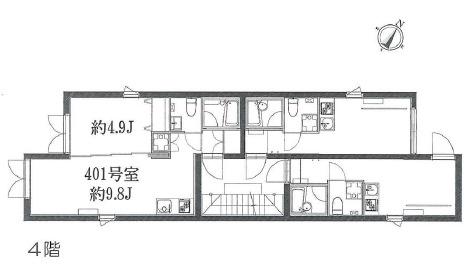 GC小山(1LDK/4階)の間取り写真
