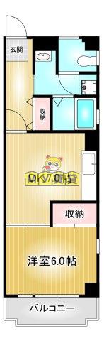 アーバンドエル新栄(1DK/6階)の間取り写真