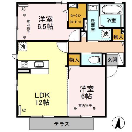 RECIENTE A(2LDK/1階)の間取り写真