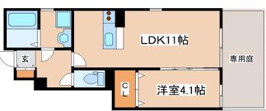 BLINK四郷(1LDK/1階)の間取り写真