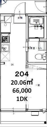 FLAT6(1DK/2階)の間取り写真