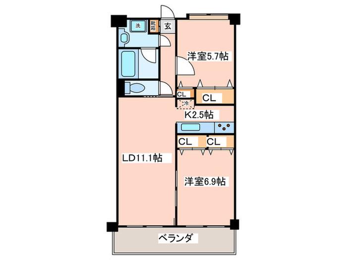 ロイヤルパーク多摩川(2LDK/1階)の間取り写真