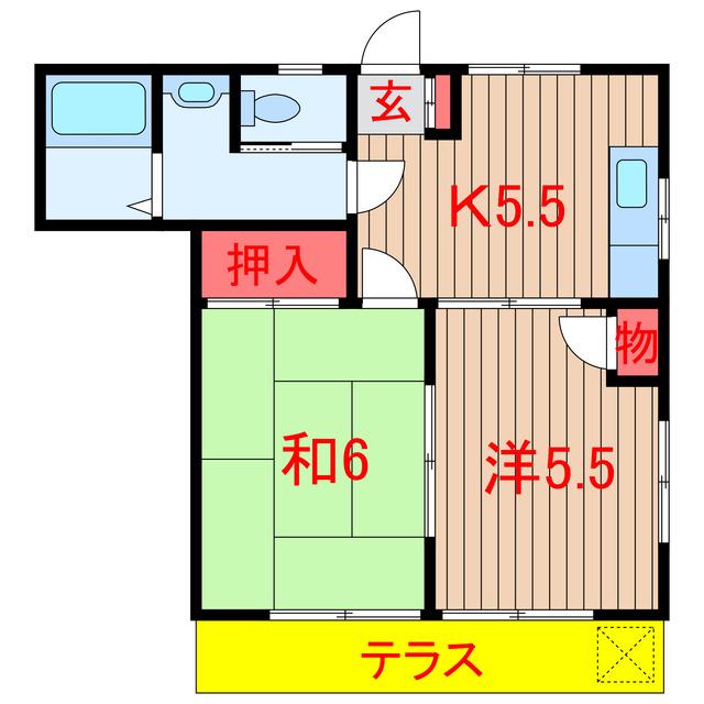 中村コーポA(2K/1階)の間取り写真