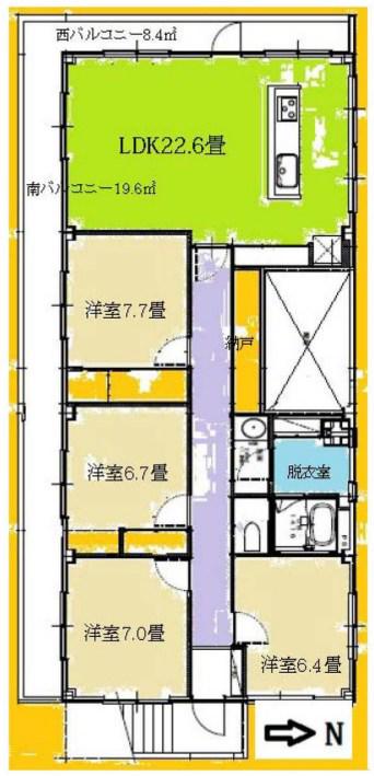 エレガンスビル(4LDK/2階)の間取り写真