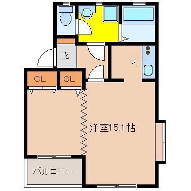 エルシーズVI GREACE EAR(ワンルーム/2階)の間取り写真